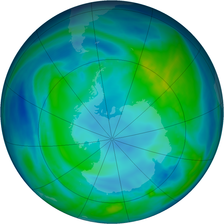 Antarctic ozone map for 04 May 2008